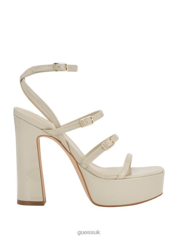 GUESS Women Yenna Strappy Platform Heels Light Grey Footwear V28V63438