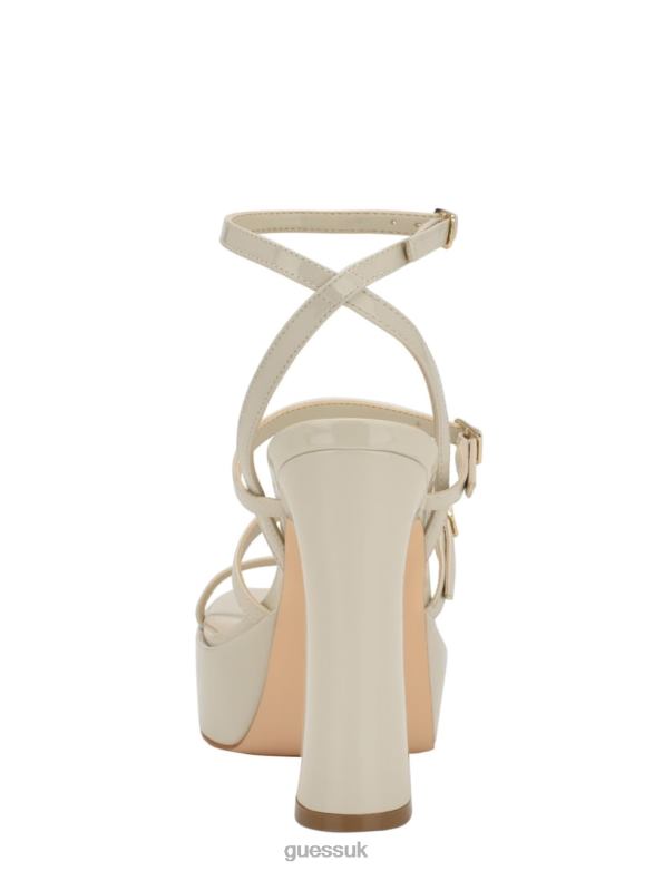 GUESS Women Yenna Strappy Platform Heels Light Grey Footwear V28V63438