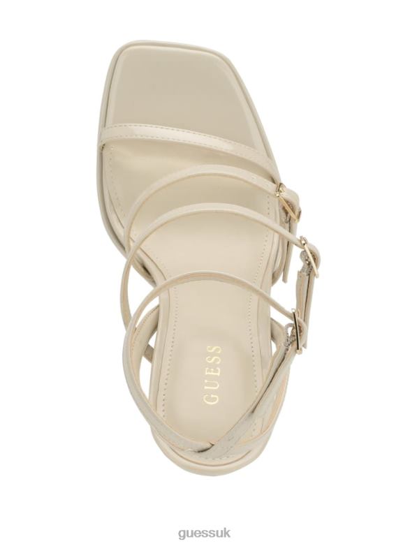 GUESS Women Yenna Strappy Platform Heels Light Grey Footwear V28V63438