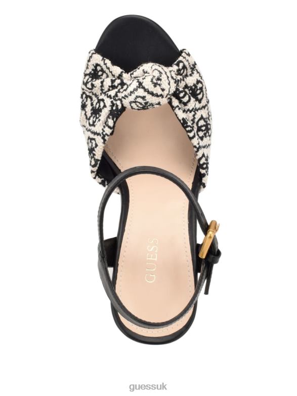 GUESS Women Yipster Logo Platform Heeled Sandals Black Footwear V28V63410