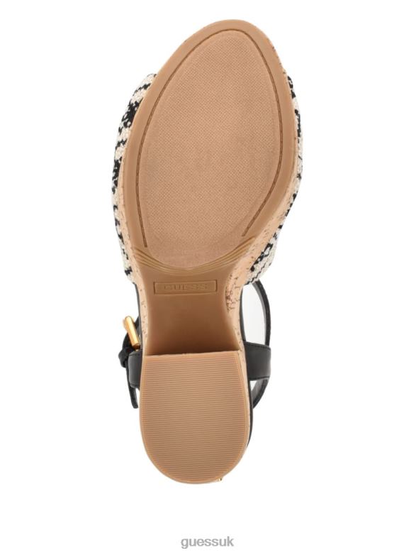 GUESS Women Yipster Logo Platform Heeled Sandals Black Footwear V28V63410