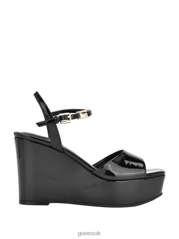 GUESS Women Zione Patent Wedges Black Footwear V28V63419