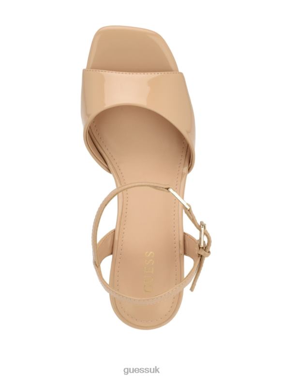 GUESS Women Zione Patent Wedges Light Natural 110 Footwear V28V63427
