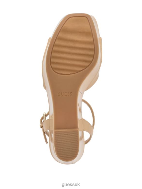 GUESS Women Zione Patent Wedges Light Natural 110 Footwear V28V63427