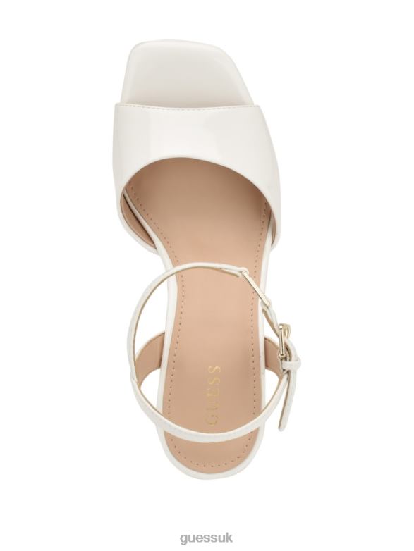 GUESS Women Zione Patent Wedges Wht Floral Footwear V28V63474