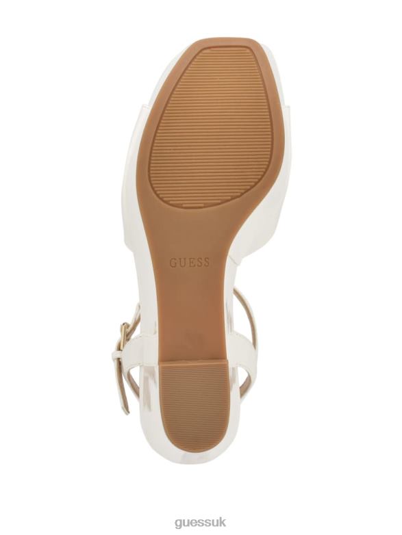 GUESS Women Zione Patent Wedges Wht Floral Footwear V28V63474