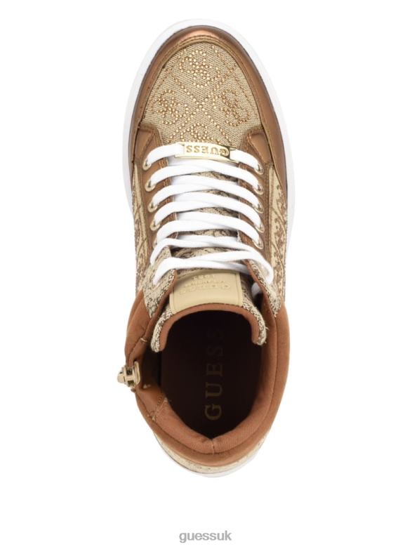 GUESS Women Blairin Rhinestone Logo Wedge Sneakers Medium Brown Footwear V28V63342