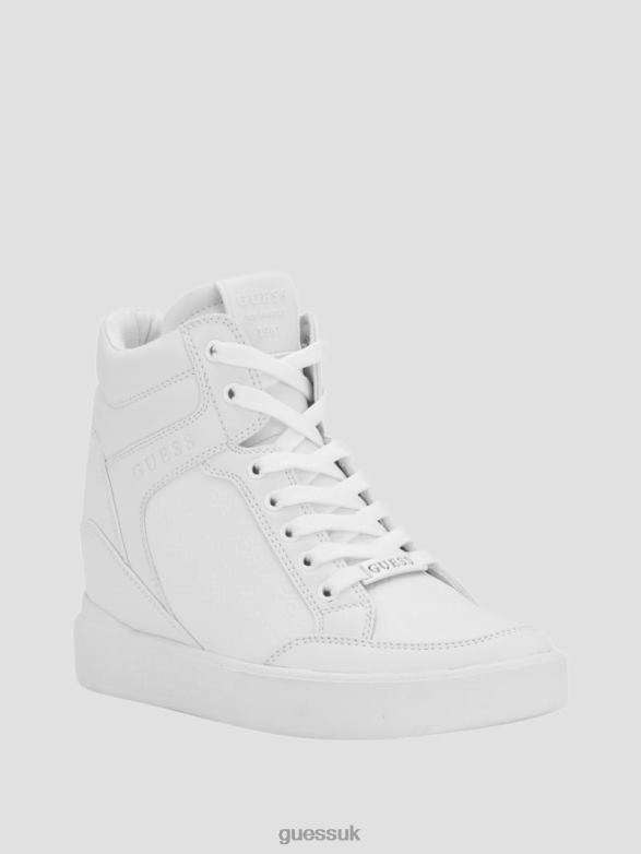 GUESS Women Blairin Rhinestone Logo Wedge Sneakers White Graffiti Footwear V28V63345