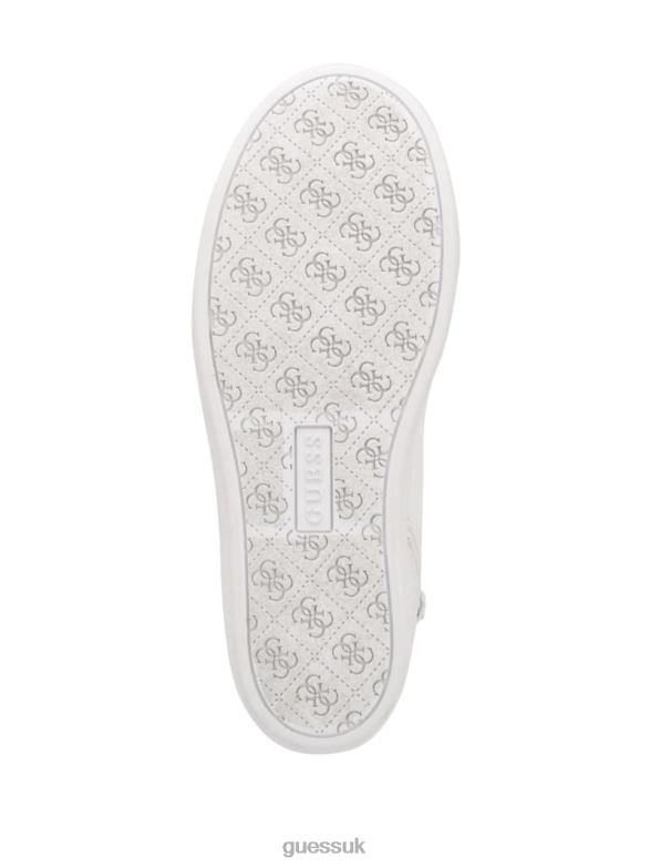 GUESS Women Blairin Rhinestone Logo Wedge Sneakers White Graffiti Footwear V28V63345
