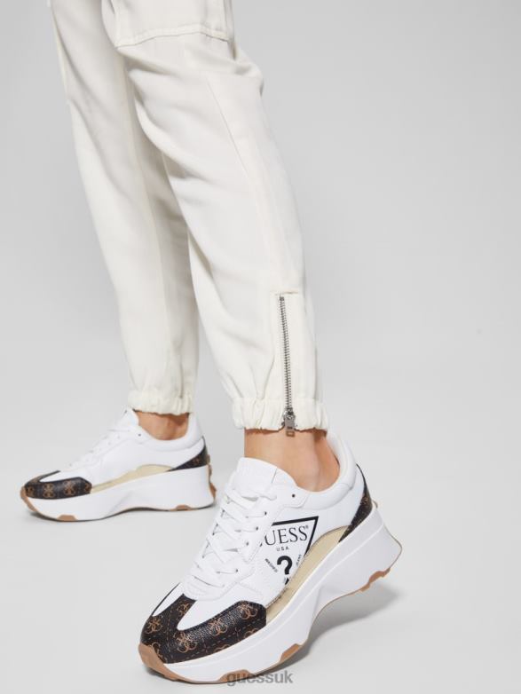 GUESS Women Calebb Logo Print Sneakers White Footwear V28V63337