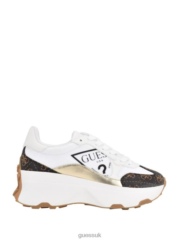 GUESS Women Calebb Logo Print Sneakers White Footwear V28V63337
