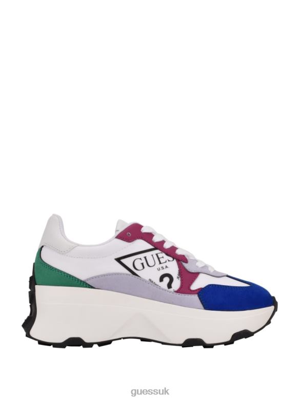 GUESS Women Calebb Logo Print Sneakers White Graffiti Footwear V28V63351