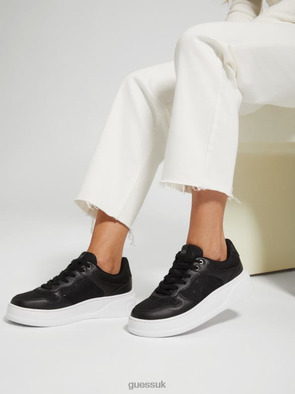 GUESS Women Cleva Logo Low-Top Sneakers Black Footwear V28V63357