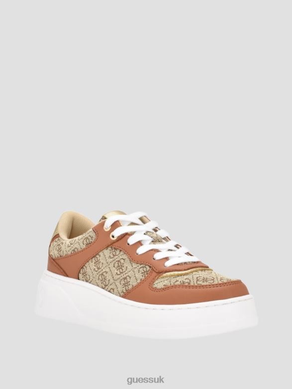 GUESS Women Cleva Logo Low-Top Sneakers Medium Brown Footwear V28V63350