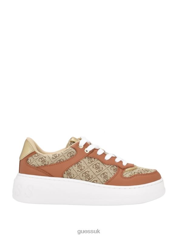 GUESS Women Cleva Logo Low-Top Sneakers Medium Brown Footwear V28V63350