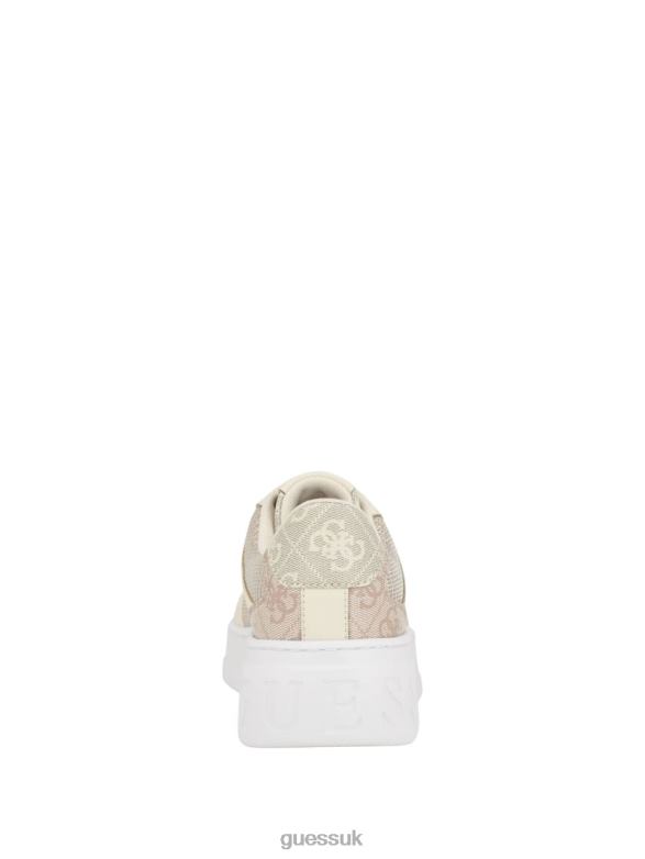 GUESS Women Clevas Logo Embossed Low-Top Sneakers Light Natural Footwear V28V63328