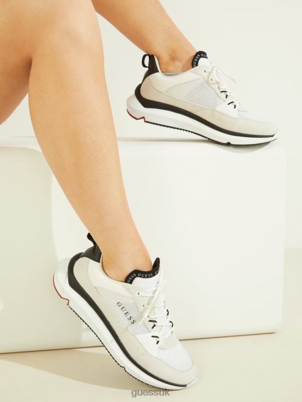 GUESS Women Degrom Logo Sneakers Ivory 150 Footwear V28V62514