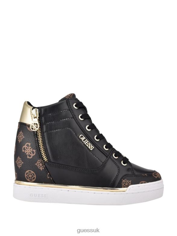 GUESS Women Figz Logo Wedge Sneakers Black Multi Footwear V28V63373