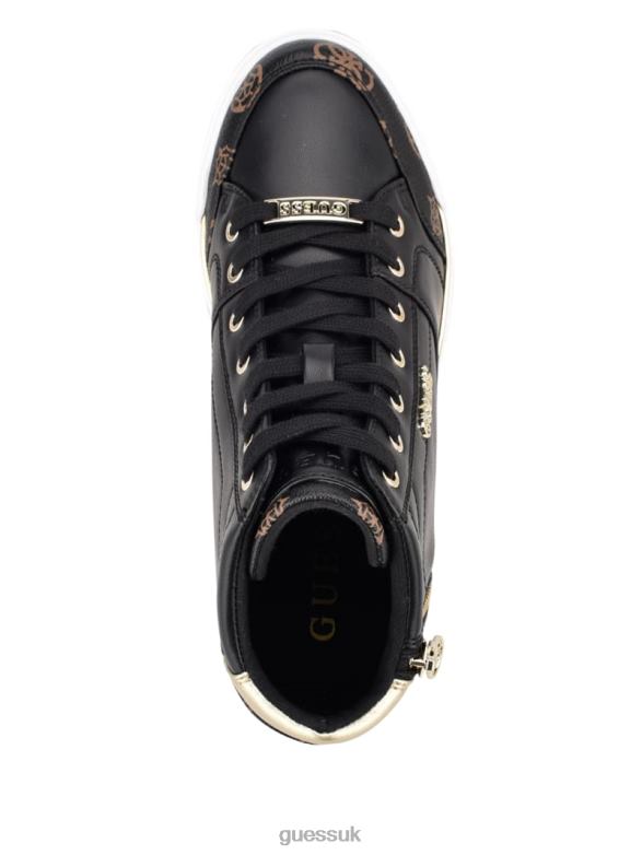 GUESS Women Figz Logo Wedge Sneakers Black Multi Footwear V28V63373