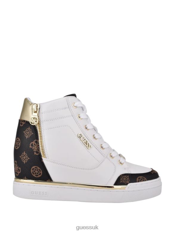 GUESS Women Figz Logo Wedge Sneakers White Footwear V28V63377