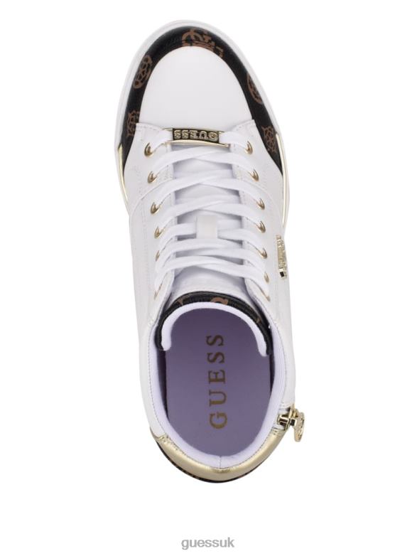 GUESS Women Figz Logo Wedge Sneakers White Footwear V28V63377