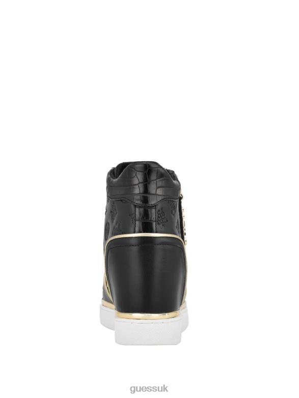 GUESS Women Fiora Logo Wedge Sneakers Black Footwear V28V63379