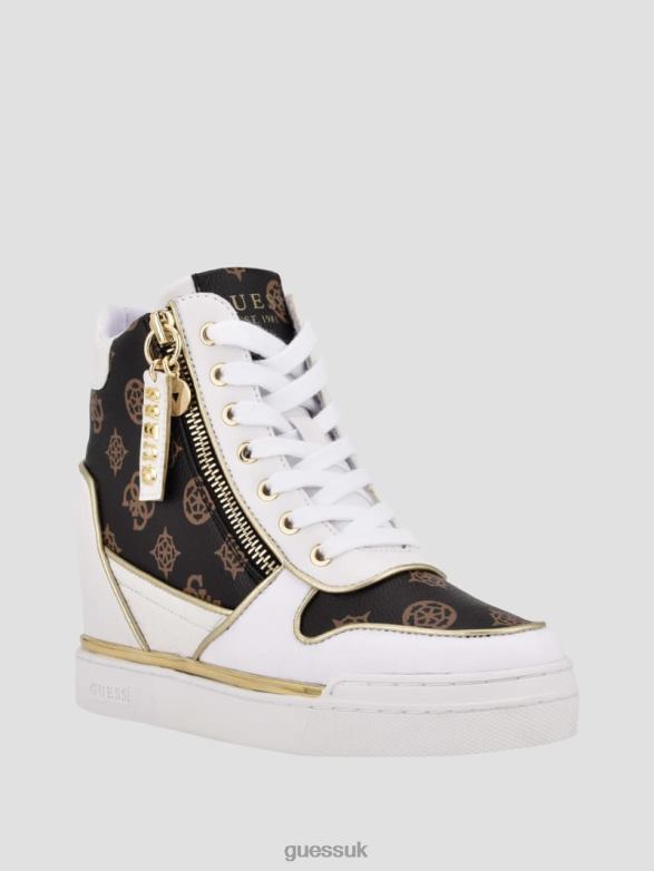 GUESS Women Fiora Logo Wedge Sneakers Medium Brown Footwear V28V63372
