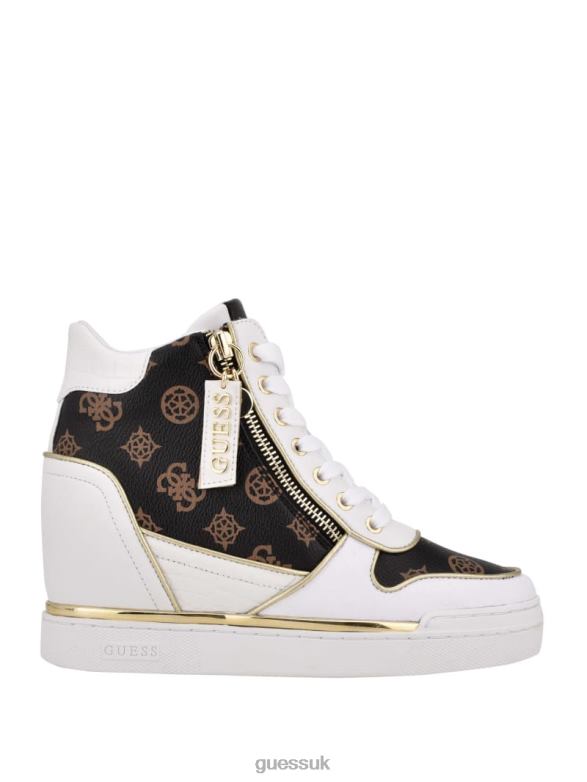GUESS Women Fiora Logo Wedge Sneakers Medium Brown Footwear V28V63372