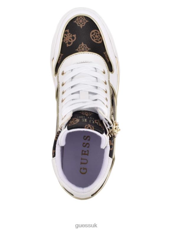 GUESS Women Fiora Logo Wedge Sneakers Medium Brown Footwear V28V63372