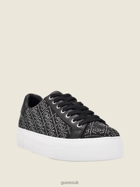 GUESS Women Gelsen Rhinestone Logo Low-Top Sneakers Black Footwear V28V63355