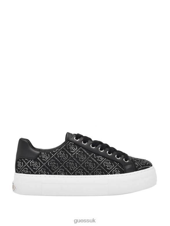 GUESS Women Gelsen Rhinestone Logo Low-Top Sneakers Black Footwear V28V63355