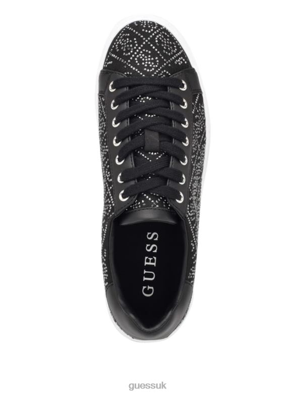 GUESS Women Gelsen Rhinestone Logo Low-Top Sneakers Black Footwear V28V63355