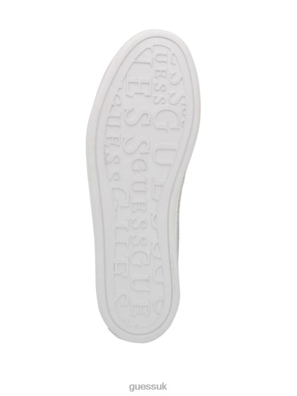GUESS Women Gelsen Rhinestone Logo Low-Top Sneakers Silver 040 Footwear V28V63343
