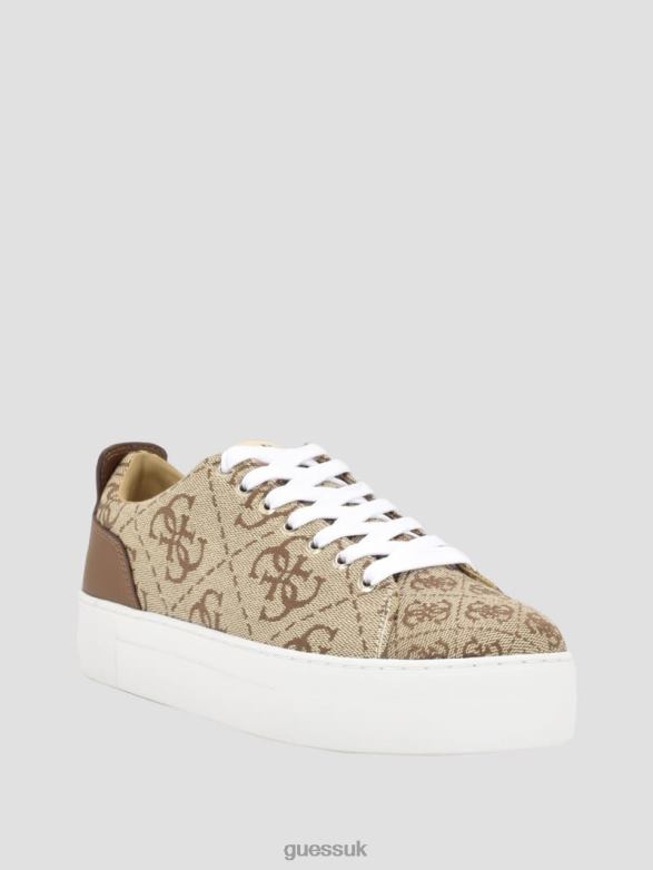 GUESS Women Giaa Logo Print Low-Top Sneakers Medium Brown Footwear V28V63340