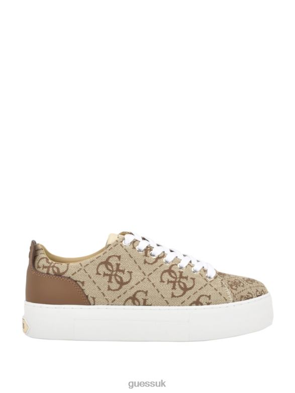 GUESS Women Giaa Logo Print Low-Top Sneakers Medium Brown Footwear V28V63340