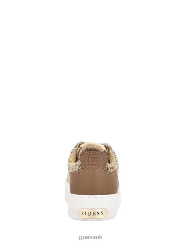 GUESS Women Giaa Logo Print Low-Top Sneakers Medium Brown Footwear V28V63340