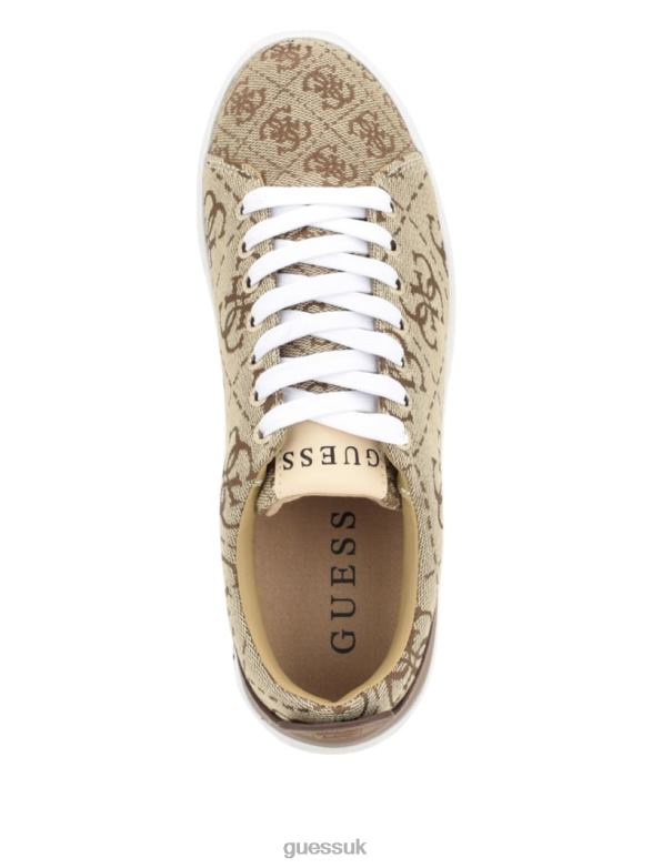 GUESS Women Giaa Logo Print Low-Top Sneakers Medium Brown Footwear V28V63340