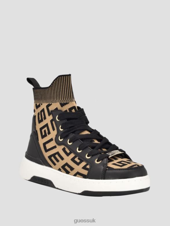GUESS Women Mannen Logo Knit High-Top Sneakers Medium Brown Footwear V28V63336