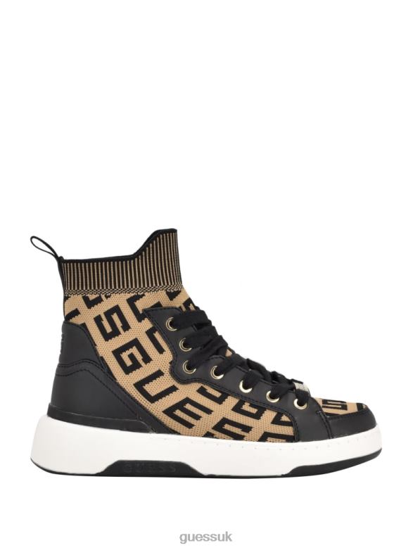 GUESS Women Mannen Logo Knit High-Top Sneakers Medium Brown Footwear V28V63336