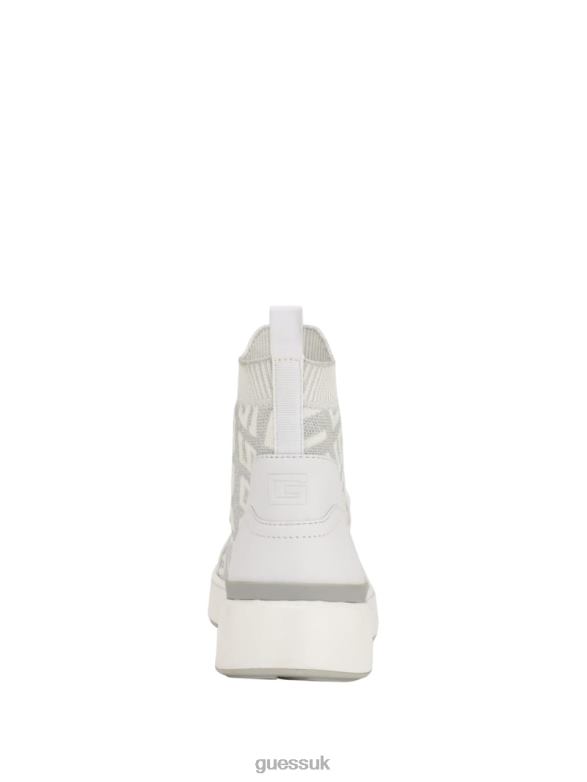GUESS Women Mannen Logo Knit High-Top Sneakers Silver 040 Footwear V28V63333