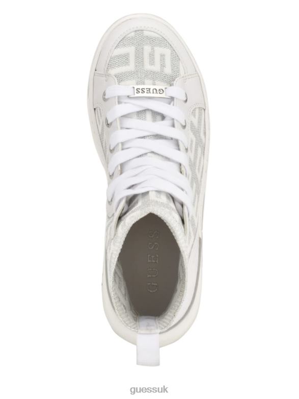 GUESS Women Mannen Logo Knit High-Top Sneakers Silver 040 Footwear V28V63333