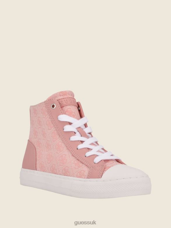 GUESS Women Power Logo High-Top Sneakers Light Pink 680 Footwear V28V63378