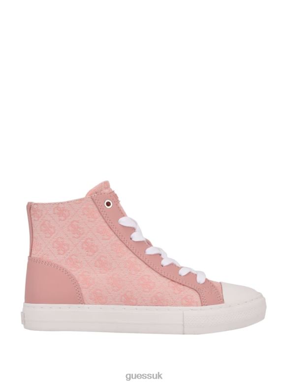 GUESS Women Power Logo High-Top Sneakers Light Pink 680 Footwear V28V63378