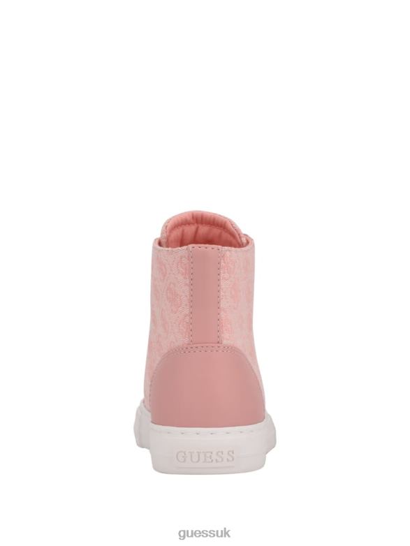 GUESS Women Power Logo High-Top Sneakers Light Pink 680 Footwear V28V63378