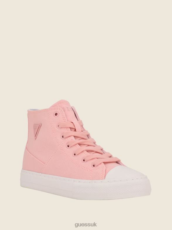 GUESS Women Prinze High-Top Canvas Sneakers Light Pink Footwear V28V63380