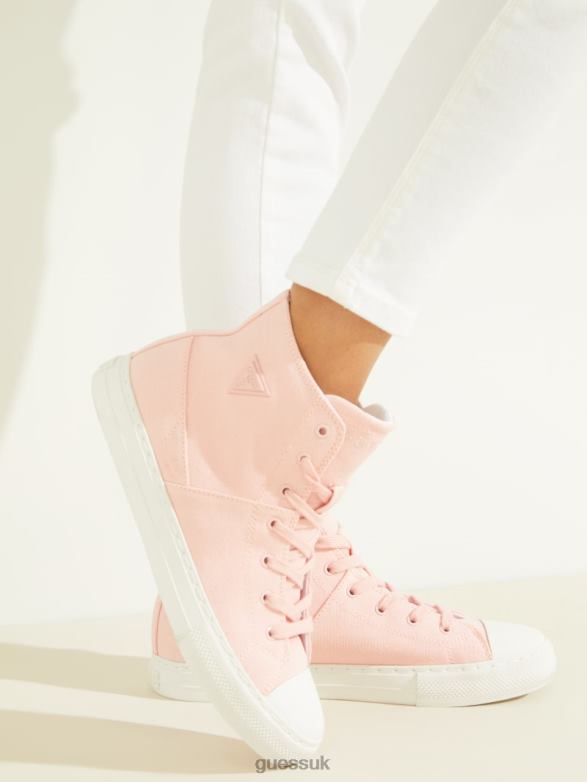GUESS Women Prinze High-Top Canvas Sneakers Light Pink Footwear V28V63380