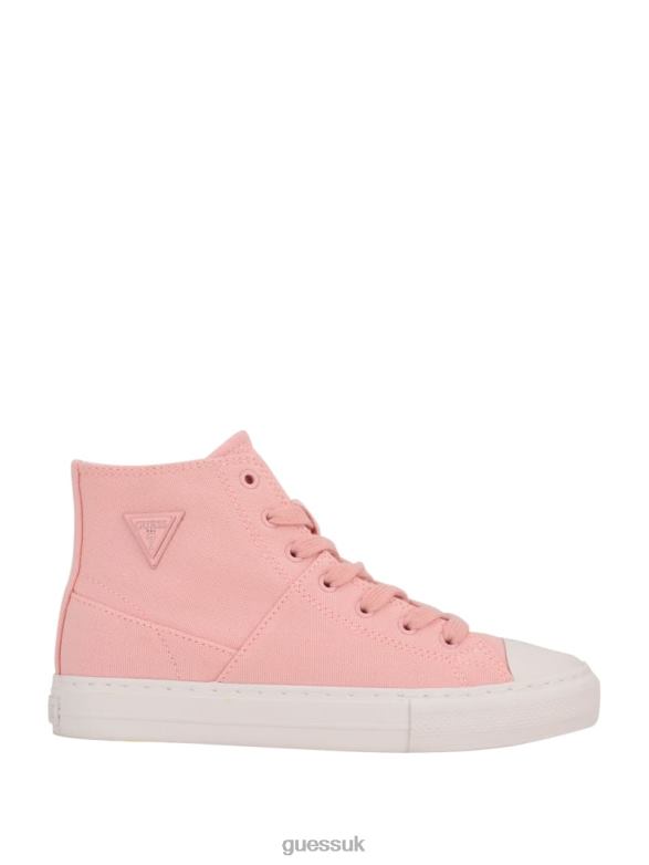 GUESS Women Prinze High-Top Canvas Sneakers Light Pink Footwear V28V63380