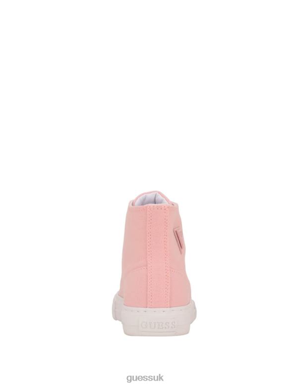 GUESS Women Prinze High-Top Canvas Sneakers Light Pink Footwear V28V63380