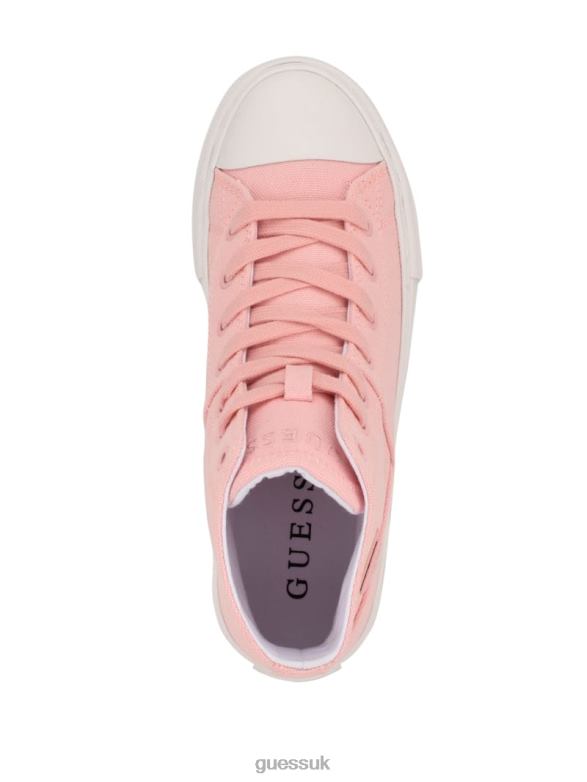GUESS Women Prinze High-Top Canvas Sneakers Light Pink Footwear V28V63380