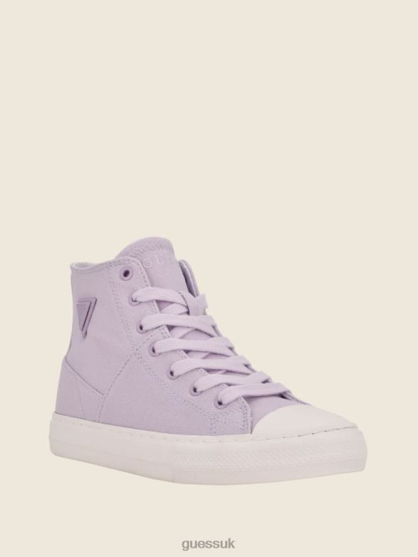 GUESS Women Prinze High-Top Canvas Sneakers Open Purple Footwear V28V63362